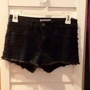 black denim shorts